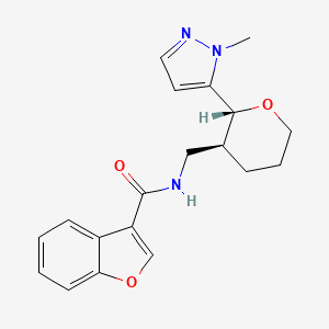 molecular formula C19H21N3O3 B7341652 N-[[(2R,3S)-2-(2-methylpyrazol-3-yl)oxan-3-yl]methyl]-1-benzofuran-3-carboxamide 