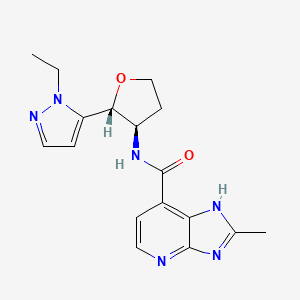 molecular formula C17H20N6O2 B7341662 N-[(2R,3R)-2-(2-ethylpyrazol-3-yl)oxolan-3-yl]-2-methyl-1H-imidazo[4,5-b]pyridine-7-carboxamide 