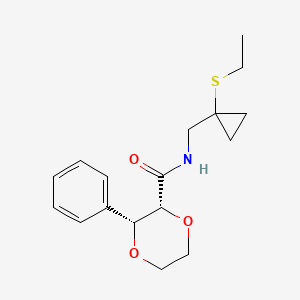 molecular formula C17H23NO3S B7341667 (2R,3R)-N-[(1-ethylsulfanylcyclopropyl)methyl]-3-phenyl-1,4-dioxane-2-carboxamide 