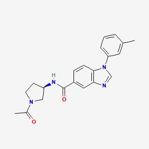 molecular formula C21H22N4O2 B7341802 N-[(3R)-1-acetylpyrrolidin-3-yl]-1-(3-methylphenyl)benzimidazole-5-carboxamide 