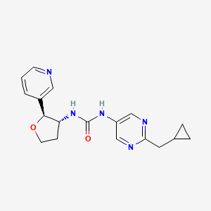 molecular formula C18H21N5O2 B7341879 1-[2-(cyclopropylmethyl)pyrimidin-5-yl]-3-[(2S,3R)-2-pyridin-3-yloxolan-3-yl]urea 