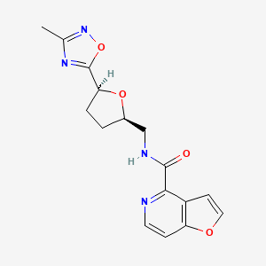 molecular formula C16H16N4O4 B7341891 N-[[(2R,5S)-5-(3-methyl-1,2,4-oxadiazol-5-yl)oxolan-2-yl]methyl]furo[3,2-c]pyridine-4-carboxamide 