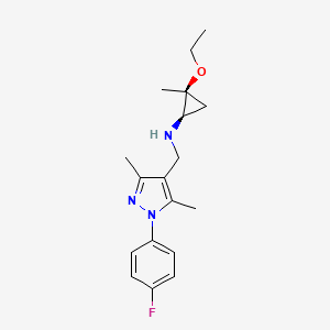 molecular formula C18H24FN3O B7342002 (1R,2S)-2-ethoxy-N-[[1-(4-fluorophenyl)-3,5-dimethylpyrazol-4-yl]methyl]-2-methylcyclopropan-1-amine 