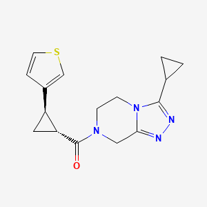 molecular formula C16H18N4OS B7342198 (3-cyclopropyl-6,8-dihydro-5H-[1,2,4]triazolo[4,3-a]pyrazin-7-yl)-[(1R,2R)-2-thiophen-3-ylcyclopropyl]methanone 