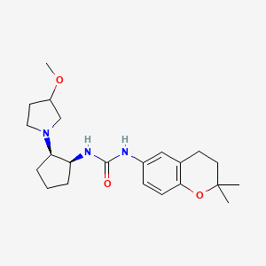 molecular formula C22H33N3O3 B7342501 1-(2,2-dimethyl-3,4-dihydrochromen-6-yl)-3-[(1S,2R)-2-(3-methoxypyrrolidin-1-yl)cyclopentyl]urea 
