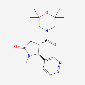 molecular formula C19H27N3O3 B7342528 (4S,5S)-1-methyl-5-pyridin-3-yl-4-(2,2,6,6-tetramethylmorpholine-4-carbonyl)pyrrolidin-2-one 