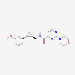 molecular formula C20H24N4O3 B7342649 N-[[(1R,2R)-2-(3-methoxyphenyl)cyclopropyl]methyl]-2-morpholin-4-ylpyrimidine-4-carboxamide 
