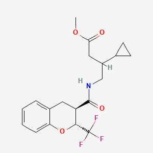 molecular formula C19H22F3NO4 B7342676 methyl 3-cyclopropyl-4-[[(2R,3R)-2-(trifluoromethyl)-3,4-dihydro-2H-chromene-3-carbonyl]amino]butanoate 