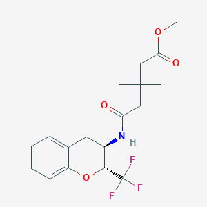 molecular formula C18H22F3NO4 B7342757 methyl 3,3-dimethyl-5-oxo-5-[[(2R,3R)-2-(trifluoromethyl)-3,4-dihydro-2H-chromen-3-yl]amino]pentanoate 
