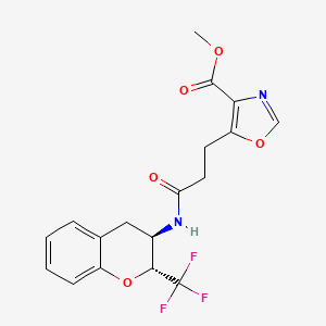 molecular formula C18H17F3N2O5 B7342772 methyl 5-[3-oxo-3-[[(2R,3R)-2-(trifluoromethyl)-3,4-dihydro-2H-chromen-3-yl]amino]propyl]-1,3-oxazole-4-carboxylate 