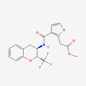molecular formula C18H16F3NO5 B7342795 methyl 2-[3-[[(2R,3R)-2-(trifluoromethyl)-3,4-dihydro-2H-chromen-3-yl]carbamoyl]furan-2-yl]acetate 