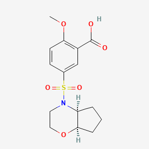 molecular formula C15H19NO6S B7343004 5-[[(4aS,7aR)-3,4a,5,6,7,7a-hexahydro-2H-cyclopenta[b][1,4]oxazin-4-yl]sulfonyl]-2-methoxybenzoic acid 