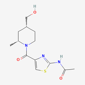 molecular formula C13H19N3O3S B7343062 N-[4-[(2R,4R)-4-(hydroxymethyl)-2-methylpiperidine-1-carbonyl]-1,3-thiazol-2-yl]acetamide 