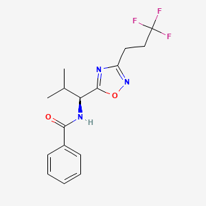 molecular formula C16H18F3N3O2 B7343162 N-[(1S)-2-methyl-1-[3-(3,3,3-trifluoropropyl)-1,2,4-oxadiazol-5-yl]propyl]benzamide 