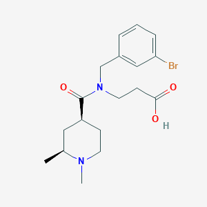molecular formula C18H25BrN2O3 B7343314 3-[(3-bromophenyl)methyl-[(2S,4S)-1,2-dimethylpiperidine-4-carbonyl]amino]propanoic acid 