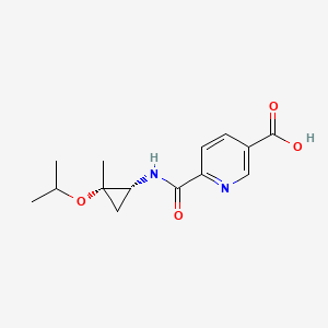 molecular formula C14H18N2O4 B7343429 6-[[(1R,2S)-2-methyl-2-propan-2-yloxycyclopropyl]carbamoyl]pyridine-3-carboxylic acid 