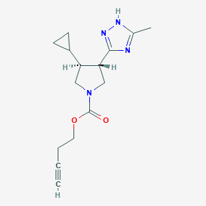 molecular formula C15H20N4O2 B7343655 but-3-ynyl (3S,4S)-3-cyclopropyl-4-(5-methyl-1H-1,2,4-triazol-3-yl)pyrrolidine-1-carboxylate 
