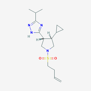 molecular formula C16H26N4O2S B7343664 5-[(3R,4R)-1-but-3-enylsulfonyl-4-cyclopropylpyrrolidin-3-yl]-3-propan-2-yl-1H-1,2,4-triazole 