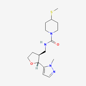 molecular formula C16H26N4O2S B7343858 N-[[(2R,3S)-2-(2-methylpyrazol-3-yl)oxolan-3-yl]methyl]-4-methylsulfanylpiperidine-1-carboxamide 