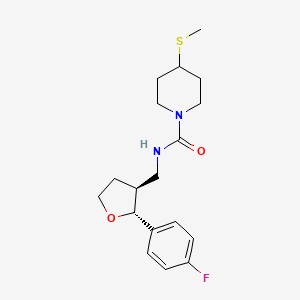 molecular formula C18H25FN2O2S B7343873 N-[[(2R,3S)-2-(4-fluorophenyl)oxolan-3-yl]methyl]-4-methylsulfanylpiperidine-1-carboxamide 