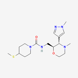 molecular formula C17H29N5O2S B7343874 N-[[(2S,3S)-4-methyl-3-(1-methylpyrazol-4-yl)morpholin-2-yl]methyl]-4-methylsulfanylpiperidine-1-carboxamide 