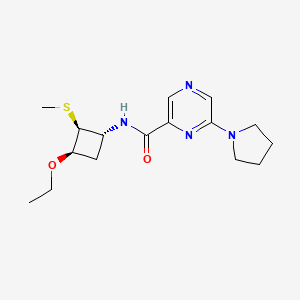 molecular formula C16H24N4O2S B7343890 N-[(1R,2S,3R)-3-ethoxy-2-methylsulfanylcyclobutyl]-6-pyrrolidin-1-ylpyrazine-2-carboxamide 