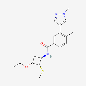 molecular formula C19H25N3O2S B7343895 N-[(1R,2S,3R)-3-ethoxy-2-methylsulfanylcyclobutyl]-4-methyl-3-(1-methylpyrazol-4-yl)benzamide 