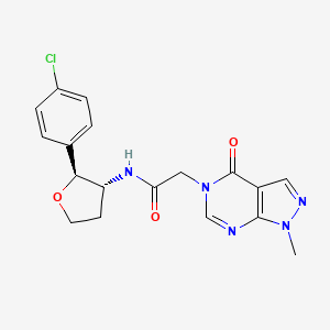 molecular formula C18H18ClN5O3 B7343909 N-[(2S,3R)-2-(4-chlorophenyl)oxolan-3-yl]-2-(1-methyl-4-oxopyrazolo[3,4-d]pyrimidin-5-yl)acetamide 