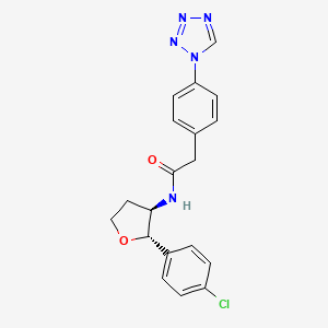 molecular formula C19H18ClN5O2 B7343918 N-[(2S,3R)-2-(4-chlorophenyl)oxolan-3-yl]-2-[4-(tetrazol-1-yl)phenyl]acetamide 