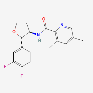 molecular formula C18H18F2N2O2 B7343948 N-[(2S,3R)-2-(3,4-difluorophenyl)oxolan-3-yl]-3,5-dimethylpyridine-2-carboxamide 