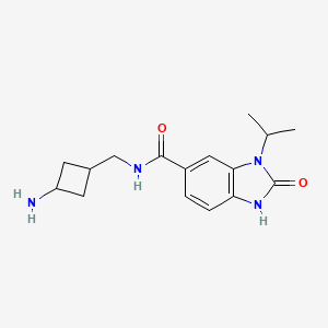 molecular formula C16H22N4O2 B7343971 N-[(3-aminocyclobutyl)methyl]-2-oxo-3-propan-2-yl-1H-benzimidazole-5-carboxamide 