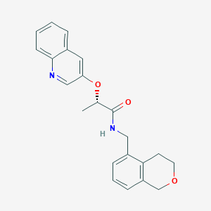 molecular formula C22H22N2O3 B7343993 (2S)-N-(3,4-dihydro-1H-isochromen-5-ylmethyl)-2-quinolin-3-yloxypropanamide 