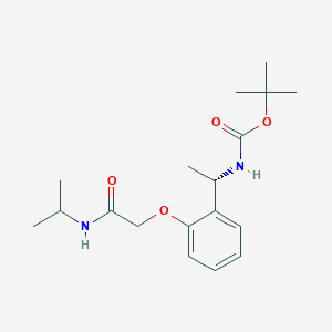 molecular formula C18H28N2O4 B7344067 tert-butyl N-[(1S)-1-[2-[2-oxo-2-(propan-2-ylamino)ethoxy]phenyl]ethyl]carbamate 