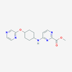 molecular formula C16H19N5O3 B7344072 Methyl 4-[(4-pyrazin-2-yloxycyclohexyl)amino]pyrimidine-2-carboxylate 