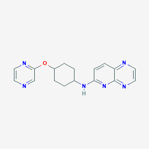 molecular formula C17H18N6O B7344077 N-(4-pyrazin-2-yloxycyclohexyl)pyrido[2,3-b]pyrazin-6-amine 