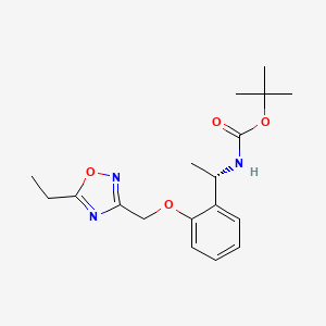 molecular formula C18H25N3O4 B7344085 tert-butyl N-[(1S)-1-[2-[(5-ethyl-1,2,4-oxadiazol-3-yl)methoxy]phenyl]ethyl]carbamate 