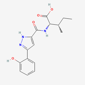 molecular formula C16H19N3O4 B7344272 (2S,3S)-2-[[3-(2-hydroxyphenyl)-1H-pyrazole-5-carbonyl]amino]-3-methylpentanoic acid 