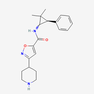 molecular formula C20H25N3O2 B7344318 N-[(1S,3R)-2,2-dimethyl-3-phenylcyclopropyl]-3-piperidin-4-yl-1,2-oxazole-5-carboxamide 