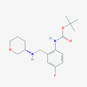 molecular formula C17H25FN2O3 B7344338 tert-butyl N-[4-fluoro-2-[[[(3S)-oxan-3-yl]amino]methyl]phenyl]carbamate 