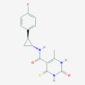 molecular formula C15H14FN3O2S B7344370 N-[(1R,2S)-2-(4-fluorophenyl)cyclopropyl]-6-methyl-2-oxo-4-sulfanylidene-1H-pyrimidine-5-carboxamide 
