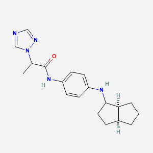 molecular formula C19H25N5O B7344386 N-[4-[[(3aS,6aS)-1,2,3,3a,4,5,6,6a-octahydropentalen-1-yl]amino]phenyl]-2-(1,2,4-triazol-1-yl)propanamide 
