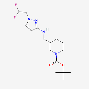 molecular formula C16H26F2N4O2 B7344443 tert-butyl (3S)-3-[[[1-(2,2-difluoroethyl)pyrazol-3-yl]amino]methyl]piperidine-1-carboxylate 