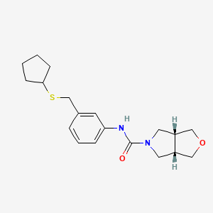 molecular formula C19H26N2O2S B7344447 (3aS,6aR)-N-[3-(cyclopentylsulfanylmethyl)phenyl]-1,3,3a,4,6,6a-hexahydrofuro[3,4-c]pyrrole-5-carboxamide 