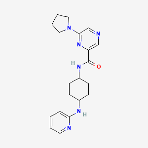 molecular formula C20H26N6O B7344466 N-[4-(pyridin-2-ylamino)cyclohexyl]-6-pyrrolidin-1-ylpyrazine-2-carboxamide 