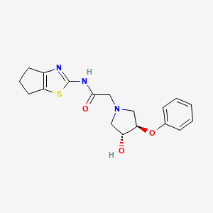 molecular formula C18H21N3O3S B7344479 N-(5,6-dihydro-4H-cyclopenta[d][1,3]thiazol-2-yl)-2-[(3R,4R)-3-hydroxy-4-phenoxypyrrolidin-1-yl]acetamide 