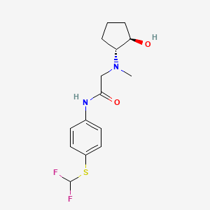 molecular formula C15H20F2N2O2S B7344525 N-[4-(difluoromethylsulfanyl)phenyl]-2-[[(1R,2R)-2-hydroxycyclopentyl]-methylamino]acetamide 