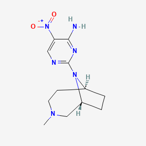 molecular formula C12H18N6O2 B7344551 2-[(1R,6S)-3-methyl-3,9-diazabicyclo[4.2.1]nonan-9-yl]-5-nitropyrimidin-4-amine 