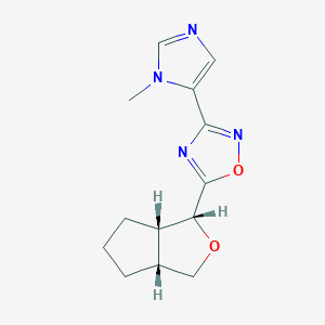 molecular formula C13H16N4O2 B7344630 5-[(3R,3aS,6aR)-3,3a,4,5,6,6a-hexahydro-1H-cyclopenta[c]furan-3-yl]-3-(3-methylimidazol-4-yl)-1,2,4-oxadiazole 