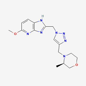 molecular formula C16H21N7O2 B7344652 (3R)-4-[[1-[(5-methoxy-1H-imidazo[4,5-b]pyridin-2-yl)methyl]triazol-4-yl]methyl]-3-methylmorpholine 