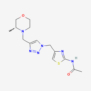 molecular formula C14H20N6O2S B7344669 N-[4-[[4-[[(3R)-3-methylmorpholin-4-yl]methyl]triazol-1-yl]methyl]-1,3-thiazol-2-yl]acetamide 
